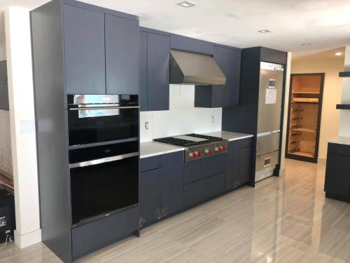 cobalt cabinets in minimalist kitchen design