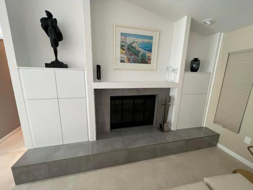 off white cabinets in modern living area