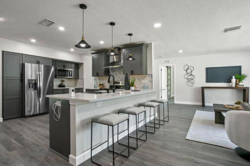 modern slate kitchen with new cabinets