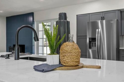 modern slate kitchen with new cabinets